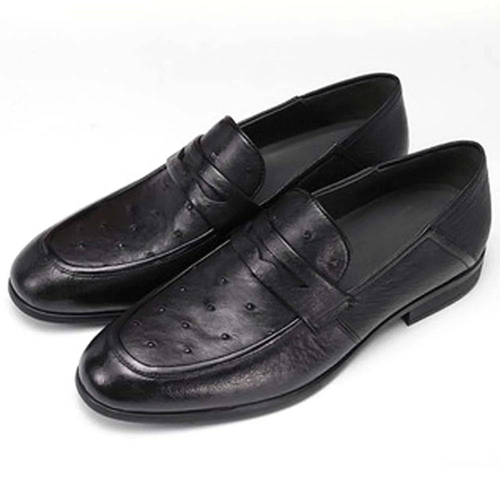 piliyuan male  Ostrich leather  Leather shoes  male  business  Casual shoes leather  male  Set foot  British  Men's shoes