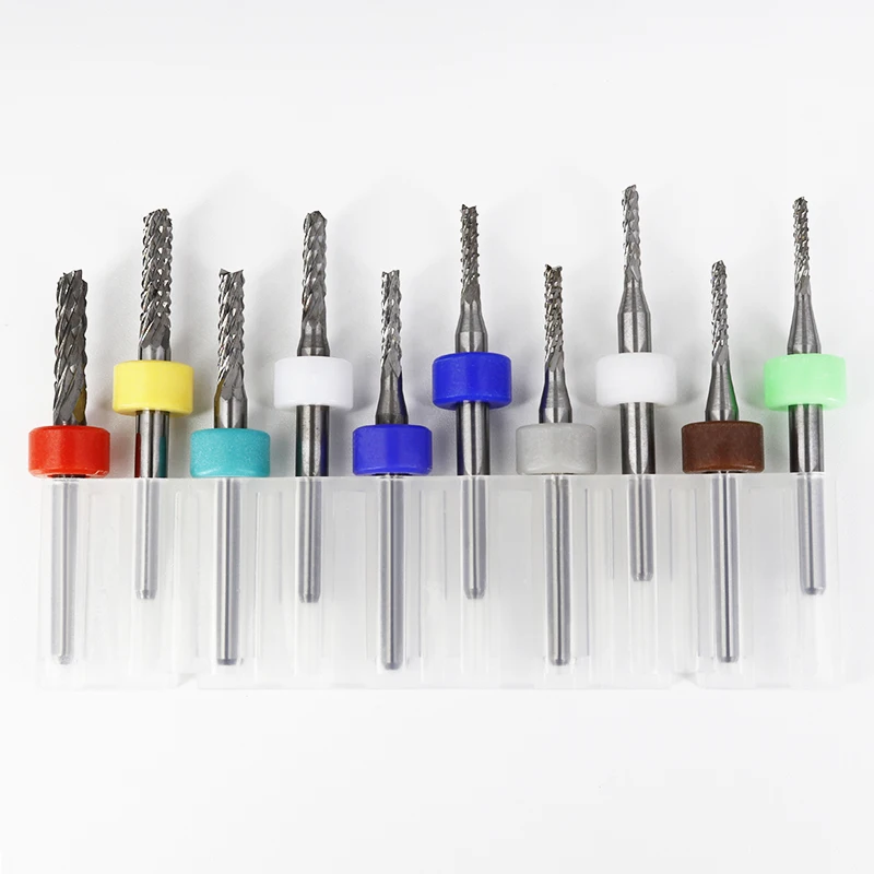 Imagem -06 - Vack-milho Dentes Fresadora Pcb Router Bits Direita Espiral End Mill Carbide Cnc Ferramentas de Gravura 0.53.175 mm 10pc Set