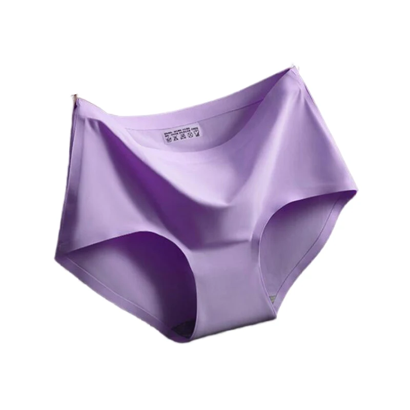 Seamless Panties Women Underwear Mid-rise Sexy M L XL Size Briefs Lingerie Ice Silk Intimates