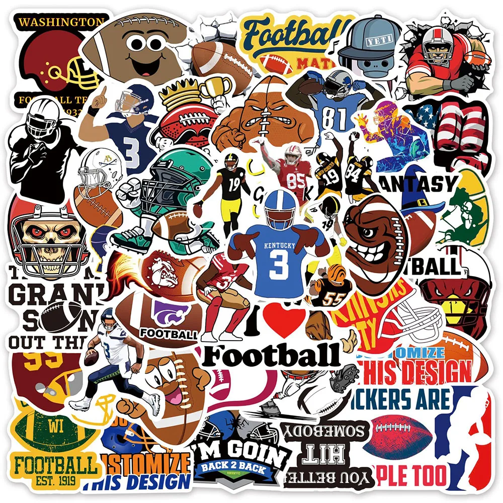 10/30/50Pcs American Football Sticker Graffiti Suitcase Laptop Skateboard Phone Bicycle Sport Waterproof Decal Kid Toy Sticker