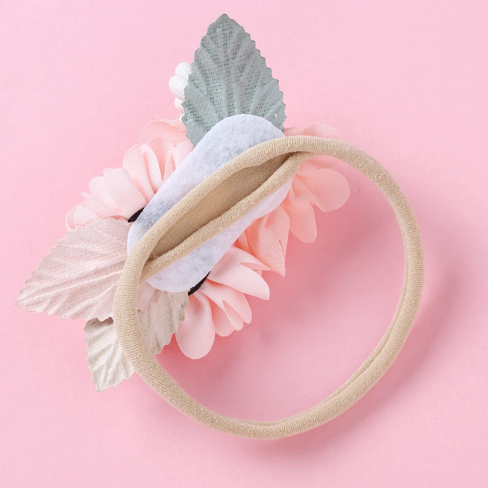 Bandeau élastique à fleurs pour bébé fille, bandeau en Nylon souple avec perles, fait à la main, accessoires de mode pour nouveau-né