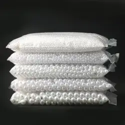 Beige/White ABS Imitation Pearls Beads With Holes Round Acrylic Loose Bead Craft For Jewelry Making DIY Charms Necklace Bracelet