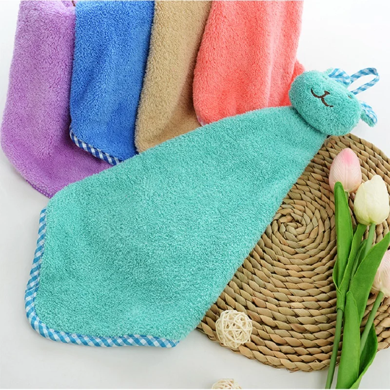 Baby Nursery Hand Towel Baby Bath Towels Toddler Soft Cartoon Animal Wipe Hanging Bathing Towel For Children Bathroom TS164