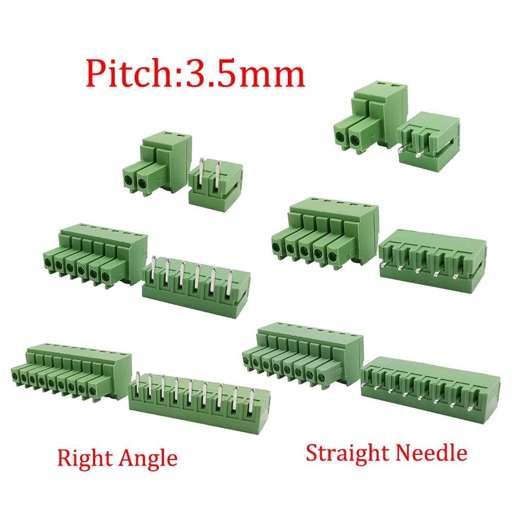 5Pair KF2EDG 15EDG 2-12Pin PCB Screw Terminal Block 3.5/3.81/ 3.96/5.08mm Right Angle/Straight Needle Plug Socket Wire Connector