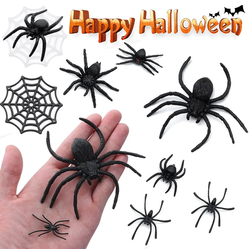 1/5/20Pcs/Pack Black Spider Web Novelty Toy Halloween Decorative Spiders Haunted House Prop Prank Trick Toys Plastic Fake Spider