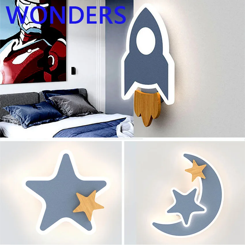 LED Rocket Wall Lamp Nordic Acrylic Wall Decor Lights for Bedroom Kid's Room Indoor Bedside Lighting бра Home Decors Sconce Lamp