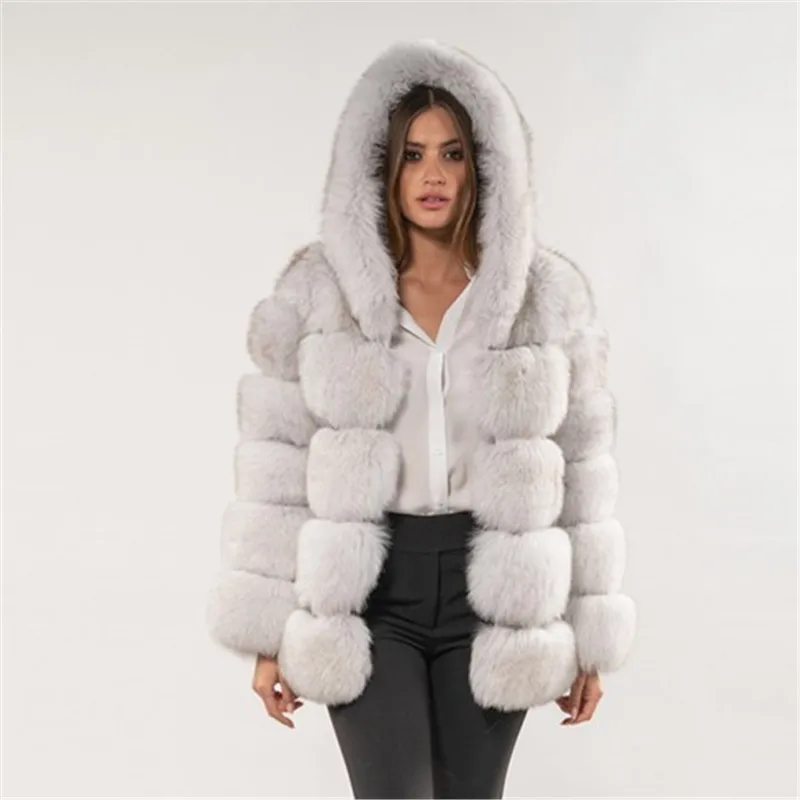 

Winter Thick Warm Faux Fur Coat Women Plus Size Hooded Long Sleeve Faux Fur Jacket Luxury Winter Fur Coats