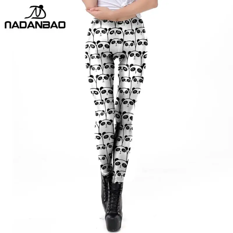 NADANBAO New Cartoon Women Leggings Cat Print Elastic Fitness Leggins High Quality Polyester Mid Waist Legins Spring