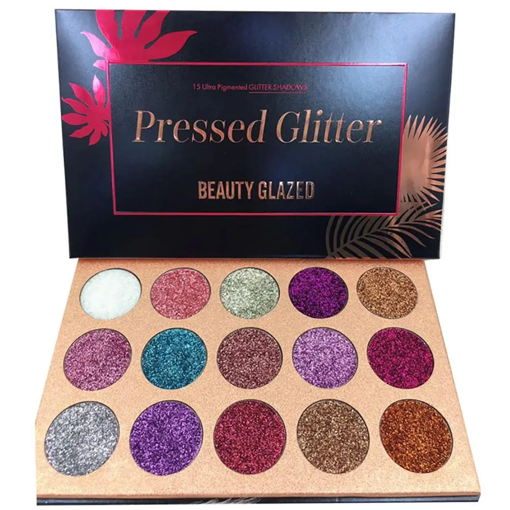 BEAUTY GLAZED-paleta de sombras de ojos, 15 colores, brillo prensado, maquillaje, diamante, imán cosmético, brillo, Club, fiesta, Maquiagem