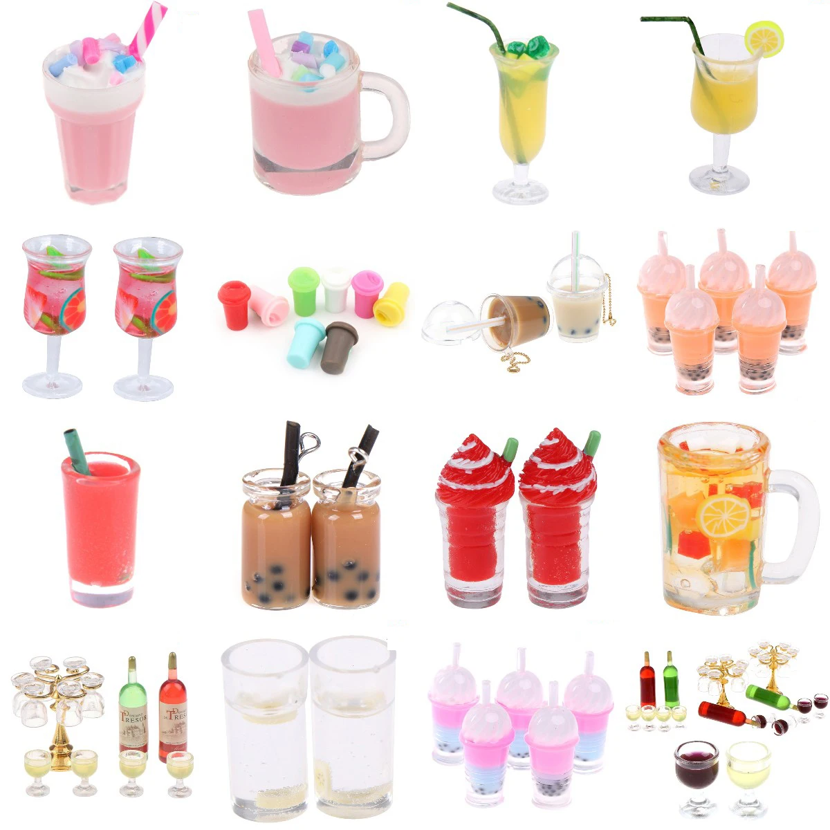 1-5pcs Mini Milkshake Ice Cream Lemon Milk Fruit Tea Water Cup Strawberry Miniatures Dollhouse Accessories Cups Kitchen Toys