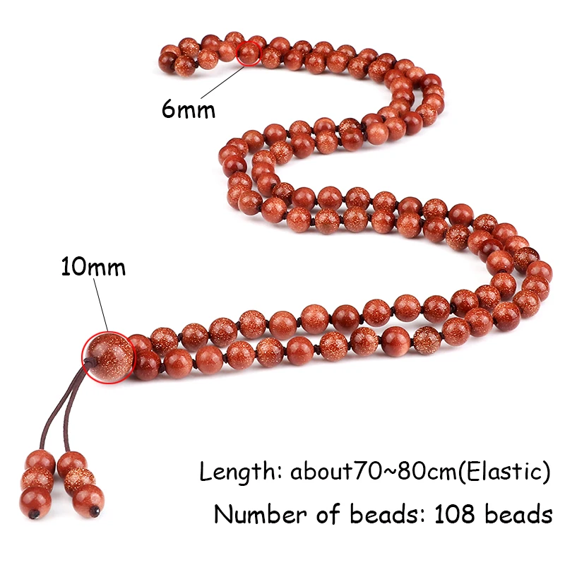 6mm Natural Sandstone Stone Bracelet Men Classic Handmade Necklace For Women 108 Mala Beads Healing Bracelets Friends Jewelry