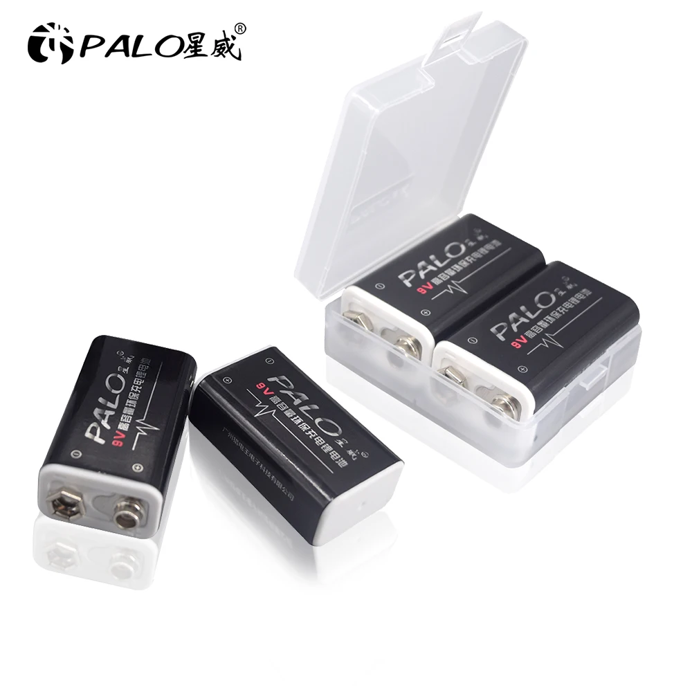 PALO 2-8PCS 9V Battery 6F22X 6LR61 6F22 006p Li-ion 9V 600mAh Rechargeable Batteries For Radio,Camera,Toys 9v Battery