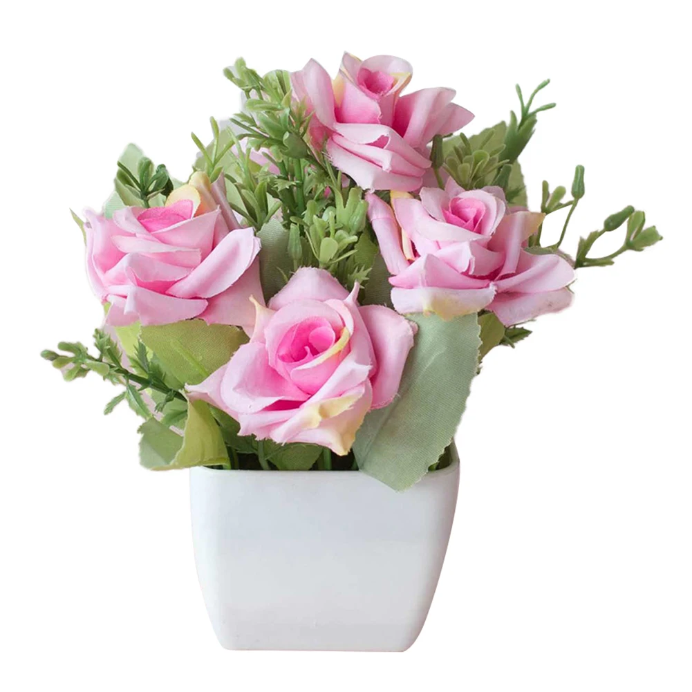 Hot Sales Beautiful Artificial Flower Pot Bonsai Stage Bridal Office Desk Love Hotel Wedding Arrangement Home Party Decor