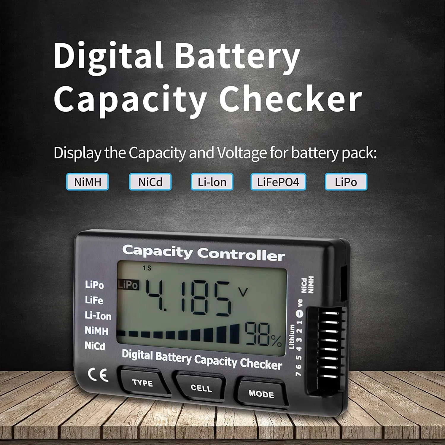 1-7S Digital Battery Capacity Detector Power Display LCD Checker Tester Voltage Controller LiPo LiFe Li-ion NiMH Nicd for RC Car