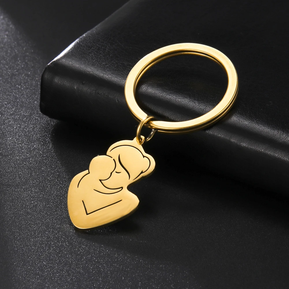 COOLTIME Family Mother Kids Baby Memory Keychain Stainless Steel Cute Birth Mom Keyring Women Men Jewelry Jewelry Gift