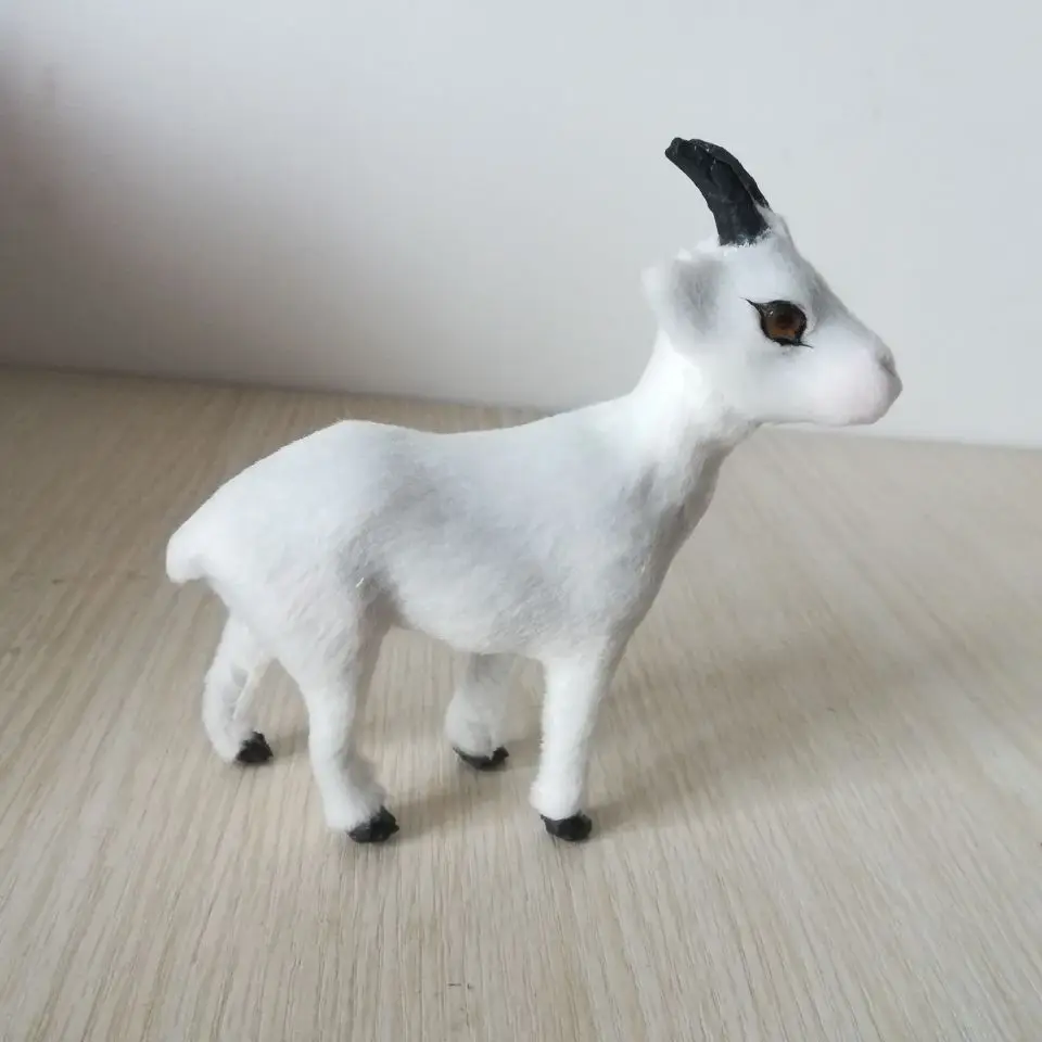 mini 11x10 cm real life toy white sheep model handicraft,plastic&furs white goat prop home desk decoration toy Xmas gift w1274