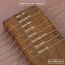 Lo Paulina Real S990 Silver Gold Chain Necklace 16