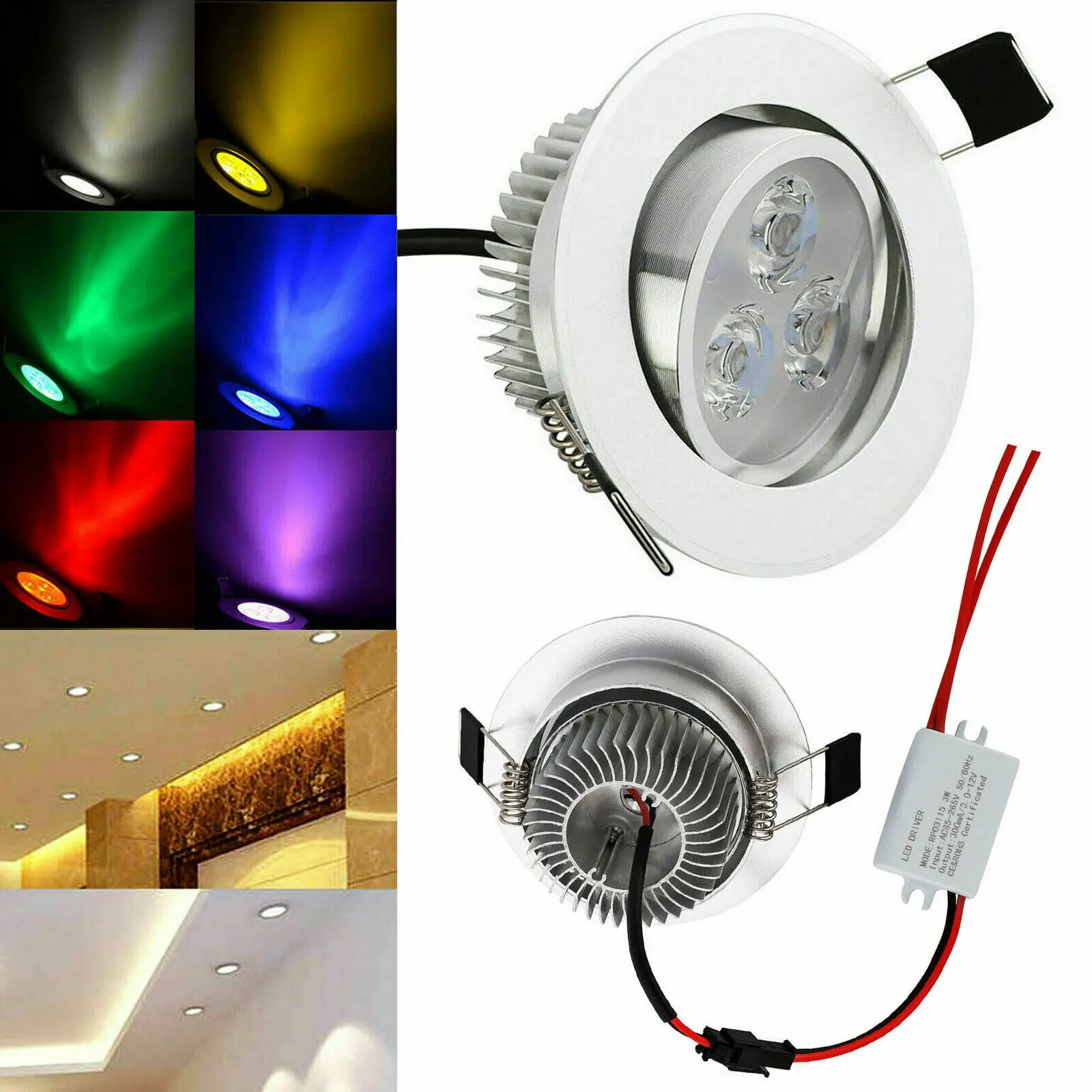 lampada de teto redonda led para decoracao downlight embutido quente legal neutro branco vermelho verde azul amarelo roxo 3w 12v 24v 01