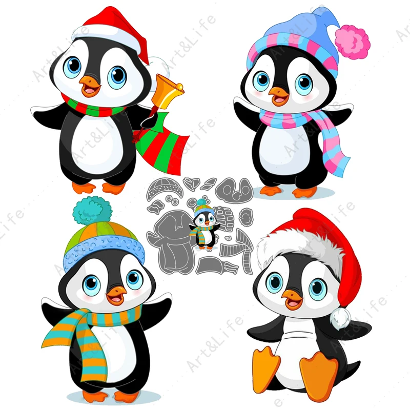 New Cute Penguins Christmas Metal Cutting Dies for DIY Scrapbooking Handicrafts Stencils Album Paper Card Cut Mould Embossing