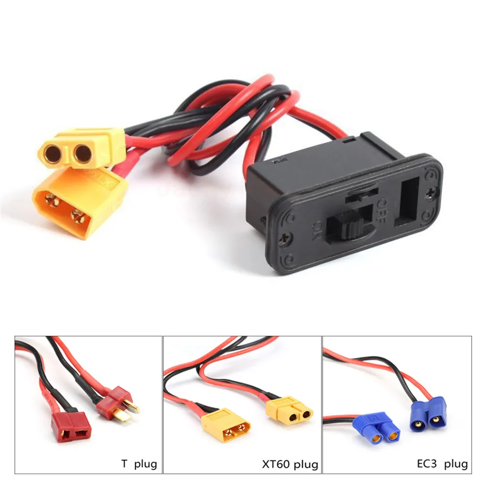 RC Heavy Duty Battery Harness Switch W/ T/XT60/EC3 Plug Built In Charging Socket RC Toys Upgrade Parts RC accessories