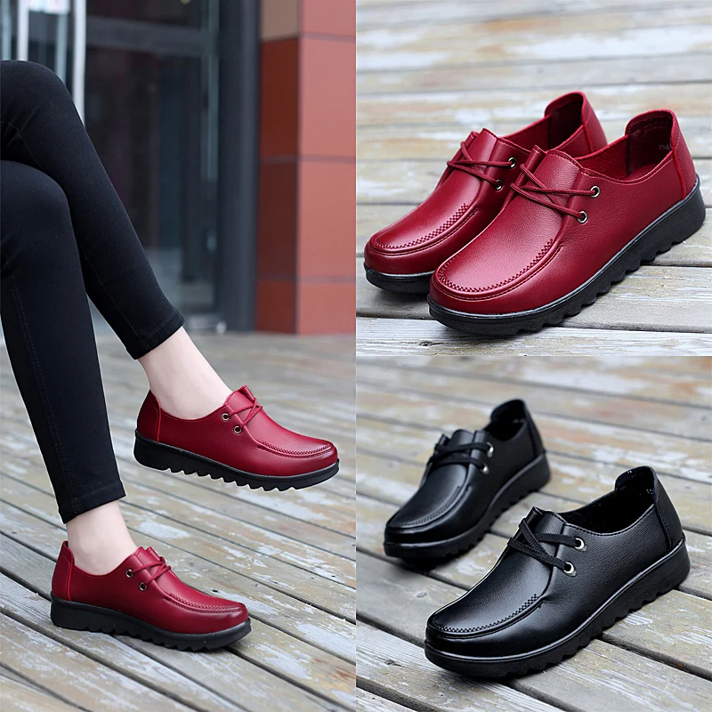 

Women's All Seasons Casual Leather Shoes Golden Lady Non-slip Walking Sneakers Elderly Woman Soft Hiking shoes for senior adult