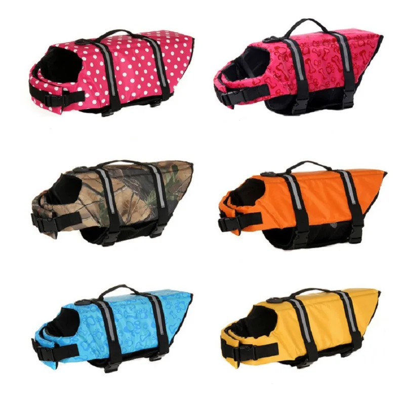 Pet Dog Life Jacket Bones Patterns Safety Clothes Life Vest Harness Saver Pet Dog Swimming Preserver Clothes Summer Swimwer