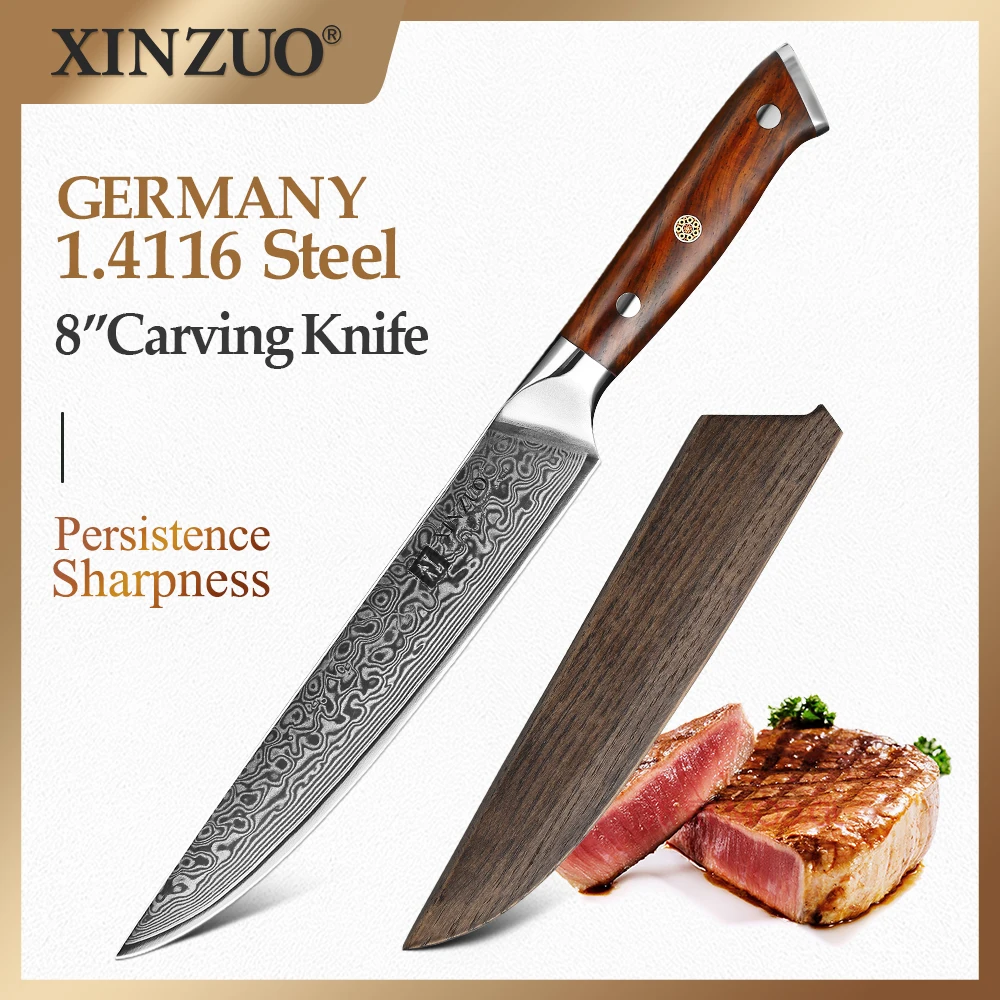 

XINZUO 8" Inch Cleaver Knives vg10 Damascus Steel Kitchen Knives Stainless Steel Sharp Blade Slicing Chef Knives with Gift Case