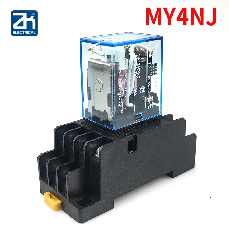 

10Pcs MY4NJ Electronic Micro Mini Electromagnetic Relay 5A 14PIN Coil 4DPDT With PYF14A Socket Base DC12V 24V AC110V 220V LED