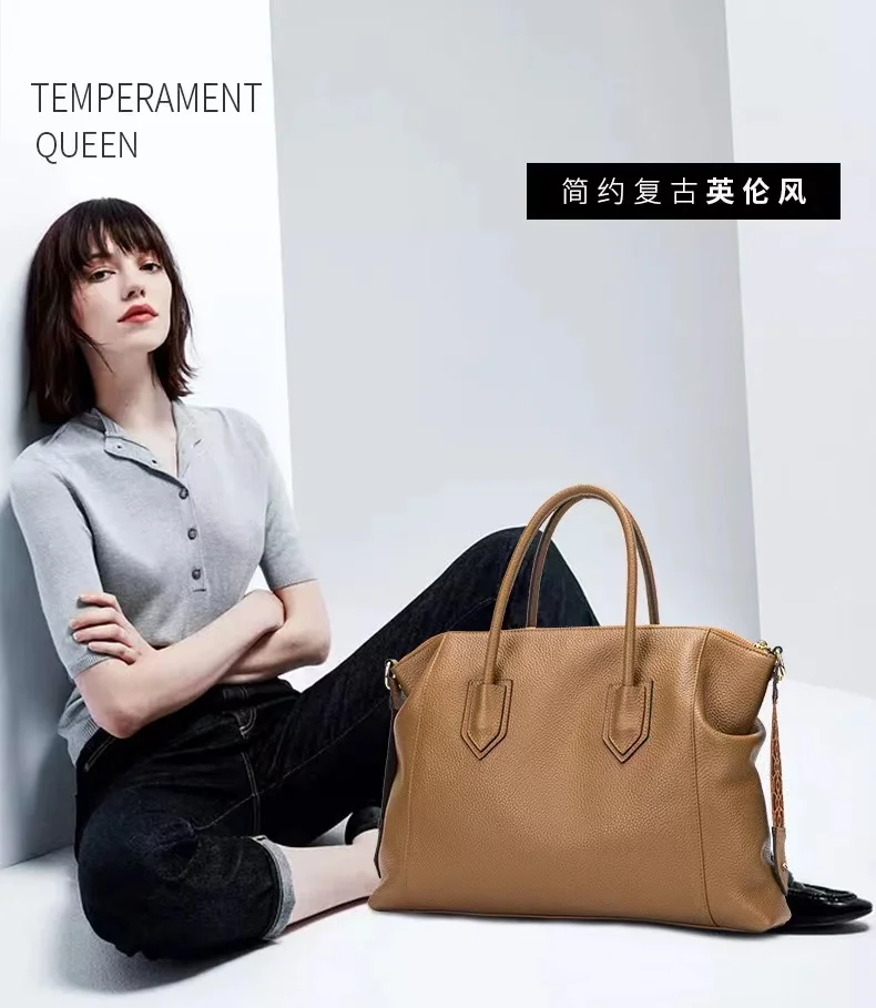 European and American new style leather retro female bag head layer leather large-capacity fashion hand bag shoulder bag