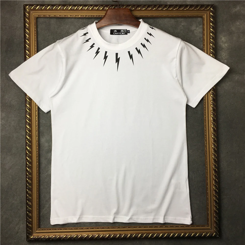 PPFRIEND Summer New Unisex T-Shirt Men Women 100% Cotton Necklace Lightning Print Casual T shirt High Quality Male Tee PP19002