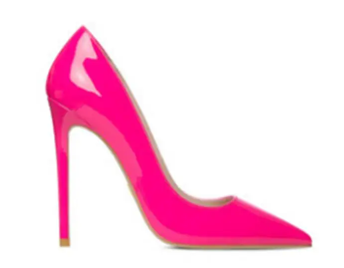 Hot Pink Yellow White Blue Black Patent Leather 12 CM Stiletto Heels Pumps Woman Sexy Shallow Pointed Toe Party Dress Shoes