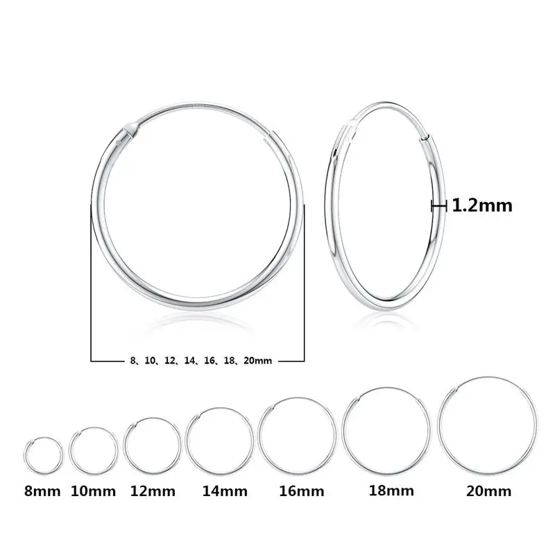 Pendientes de aro de estilo Simple, pendientes circulares de Plata de Ley 925 lisos, regalo de fiesta de boda para mujer y niña, joyería fina femenina de moda