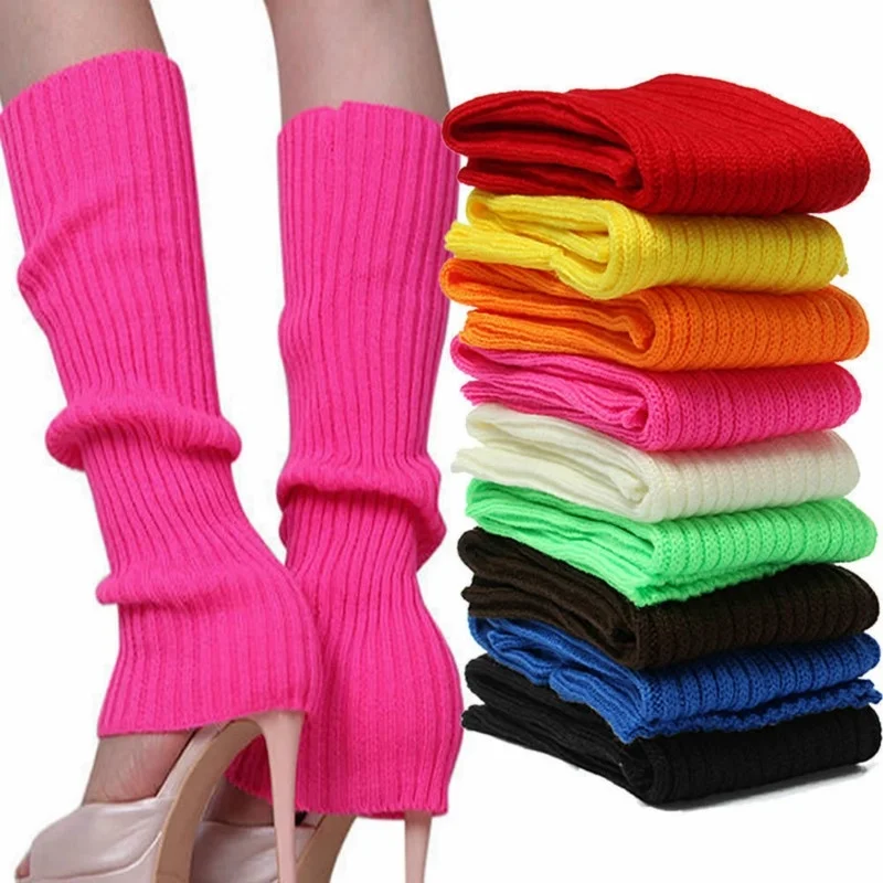 Winter Women Solid Candy Color Knit Leg Warmers Loose Style Boot Knee High Boot Stockings Leggings Gift Warm Boots Leg