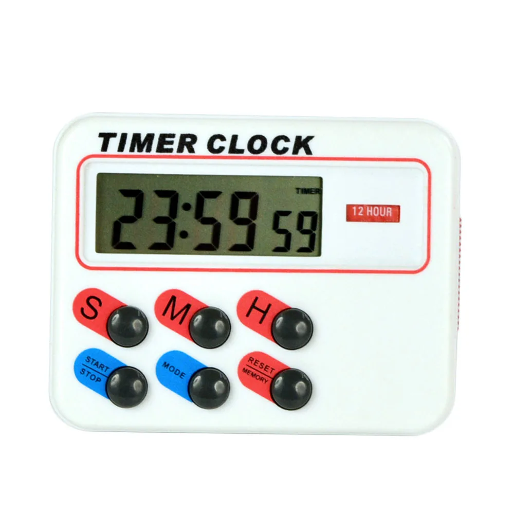 Magnetic LCD Digital Kitchen Countdown 24 Hour Timer With Stand White Practical Study Shower Cooking Egg Desk Timer Alarm Clock