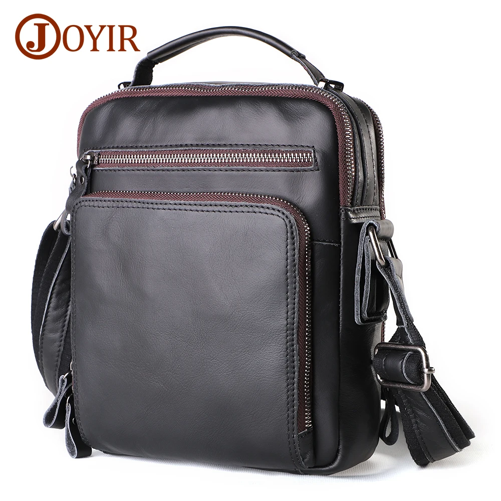 

JOYIR Genuine Leather Men Shoulder Bag Crossbody Bags for Men High Quality Flap Handbags Small Messenger Bag for 9.7" iPad Male