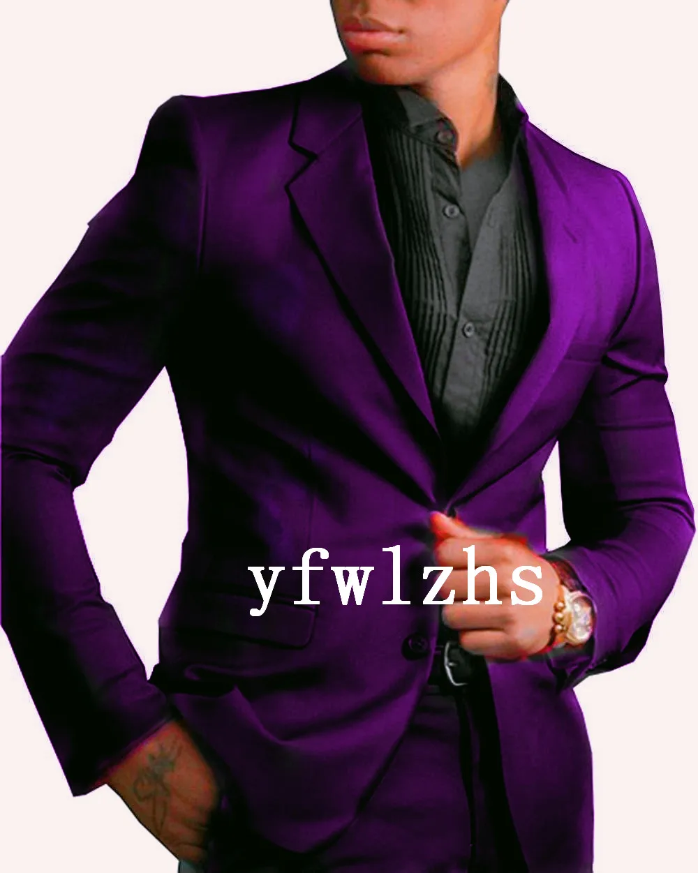 

Handsome One Button Groomsmen Notch Lapel Groom Tuxedos Men Suits Wedding/Prom Best Man Blazer ( Jacket+Pants+Tie) B297