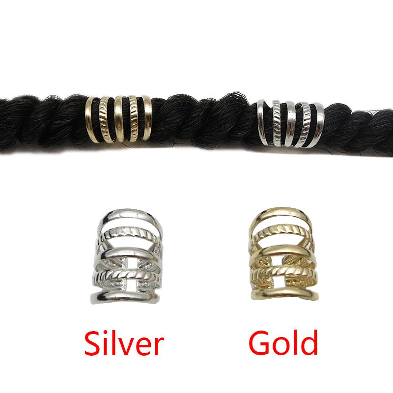 5-20 PCS Gold/Silver Adjustable Ear Clip Hair Dreadlock Beads For Hair Accessories Wig Spring Dirty Braid Buckle No Pierced Ring