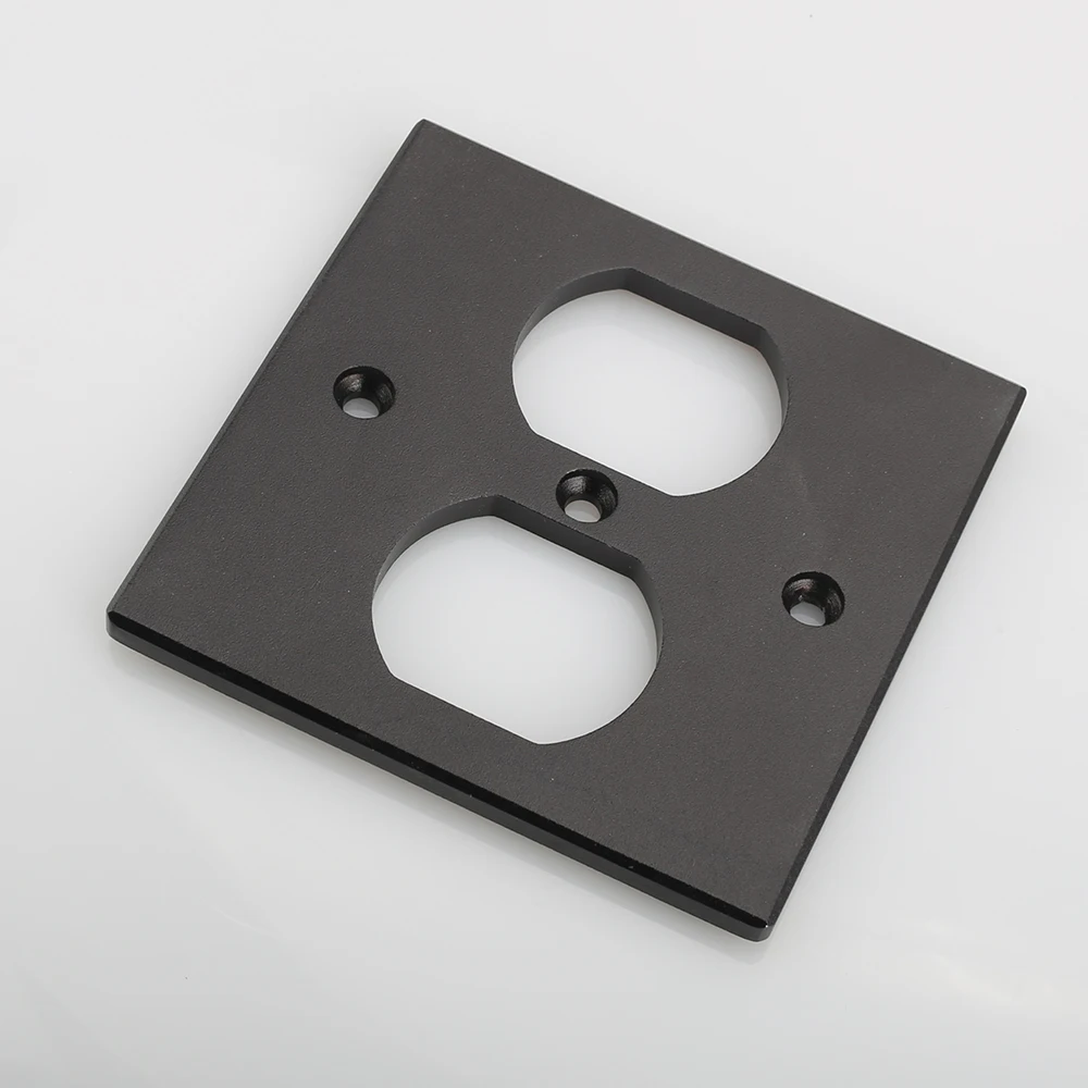 1x US AC Power Duple RECEPTACLE ฝาครอบ Outlet ผนังแผ่นแผง 8.5X8.5 ซม.สีดำ