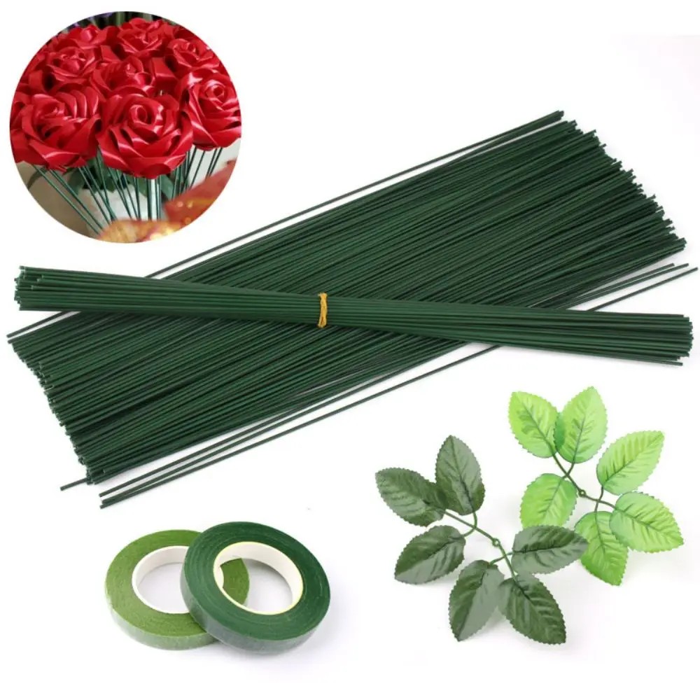 Artificial Flower Stem Iron Wire Stem DIY Bouquet Flower Head Accessories Craft Supplies Rose Flower Stick Pole Wedding Decor