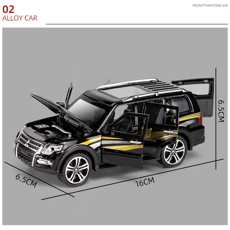 1:32 Mitsubishi PAJERO SUV Alloy Car model Diecasts & Toy Vehicles Sound and light Car Toy Model Collection Gift