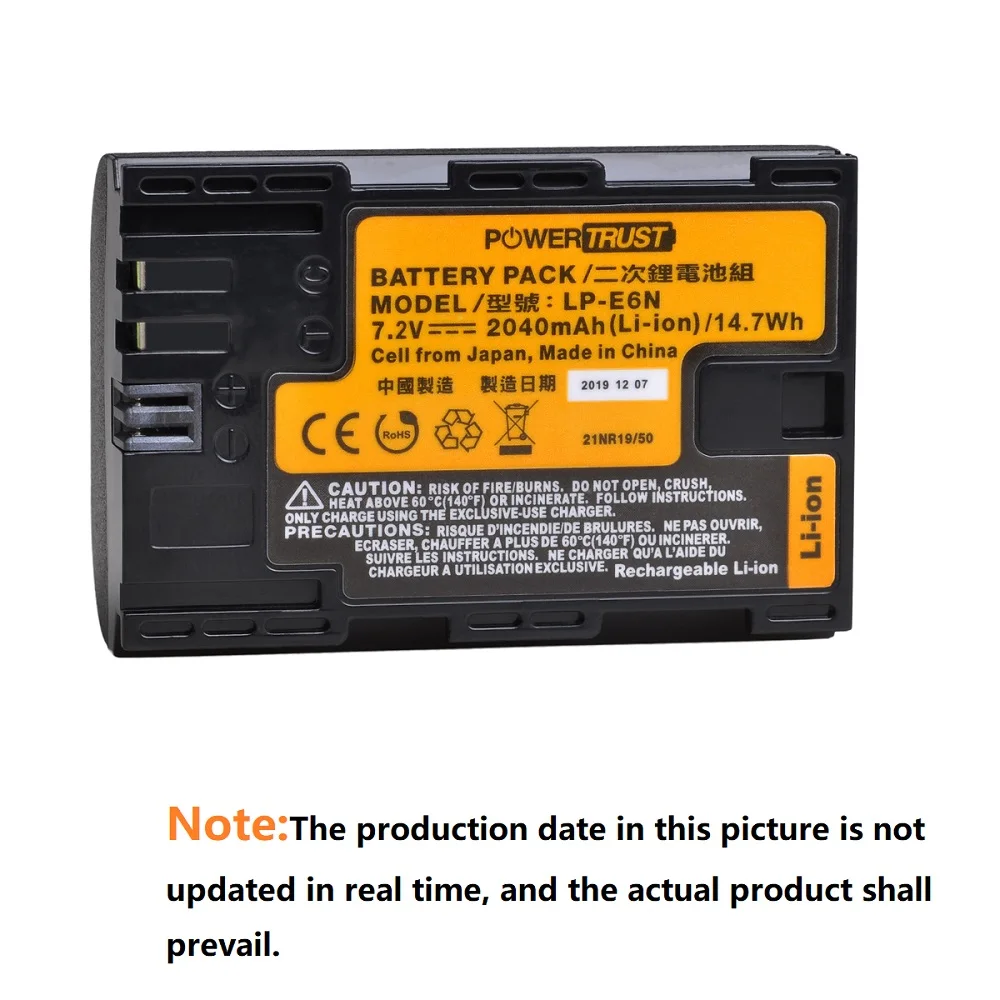 Batería de LP-E6N (real 2040mAh) + cargador USB LCD para Canon EOS 5D Mark II, DS Mark III, 5D Mark IV, 5DS, 5DS R, 6D, 7D, 70D