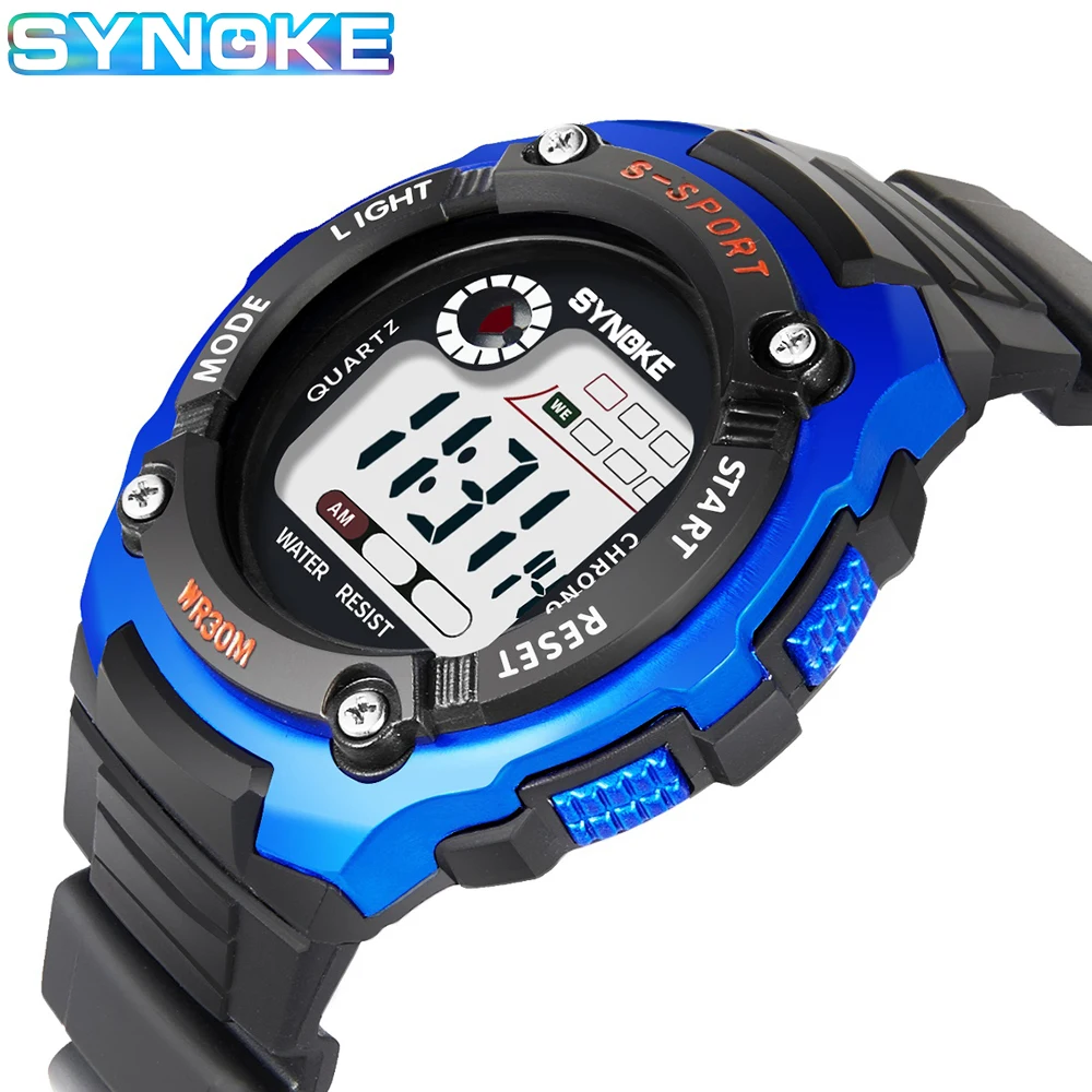 SYNOKE Brand Kids Electronic Watches Boy Digital Watch Girl Chronograph Alarm Clock LED Waterproof Children\'s Sport Wristwatch