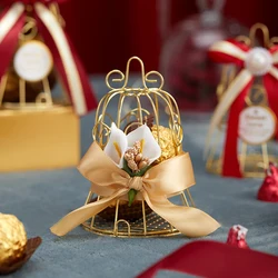 Wedding Candy Box Tinplate birdcage bell gift bag with handles chocolate favor boxes packaging gift box Party Supplies