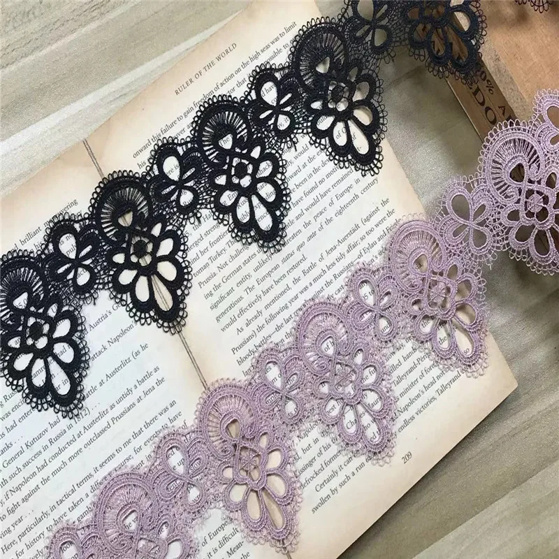 

3yard/lot Water Soluble Lace Trim Polyester Lace Fabric Embroidered Flowers Lace Guipure Ribbon Collar Neckline Lace Sewing Trim