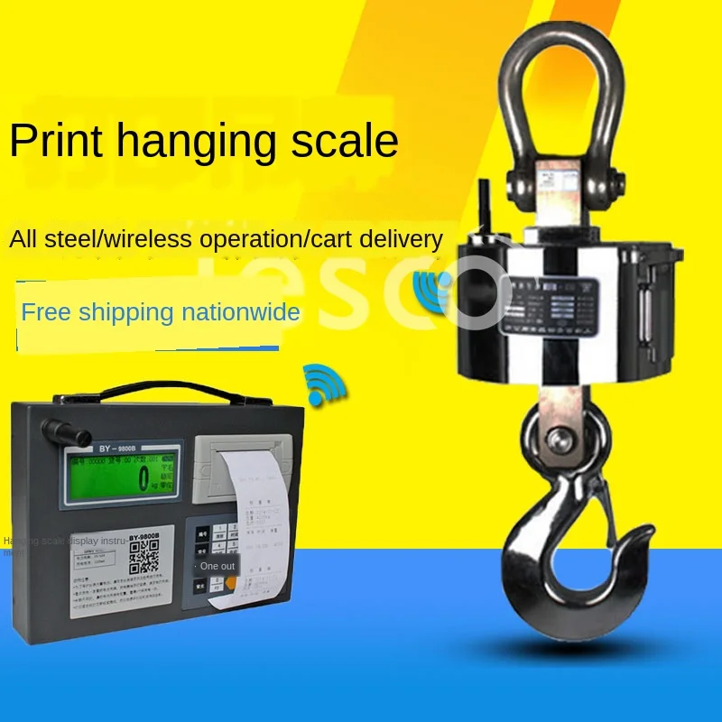 Electronic crane scale 3T 5T10T30T50T 15 tons with wireless printing   hook  20  hanging 