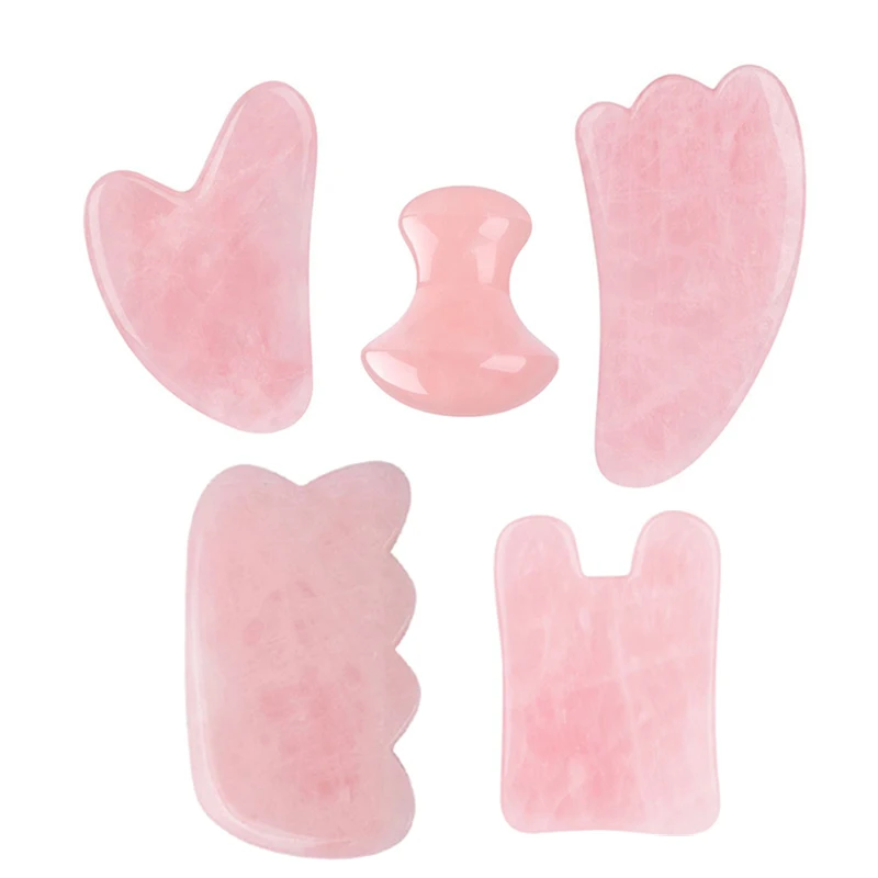 Natural Rose Quartz Gua Sha Board Gouache Scraper Acupoint Pressing Acupuncture Facial Lift Beauty Skin Care Tools