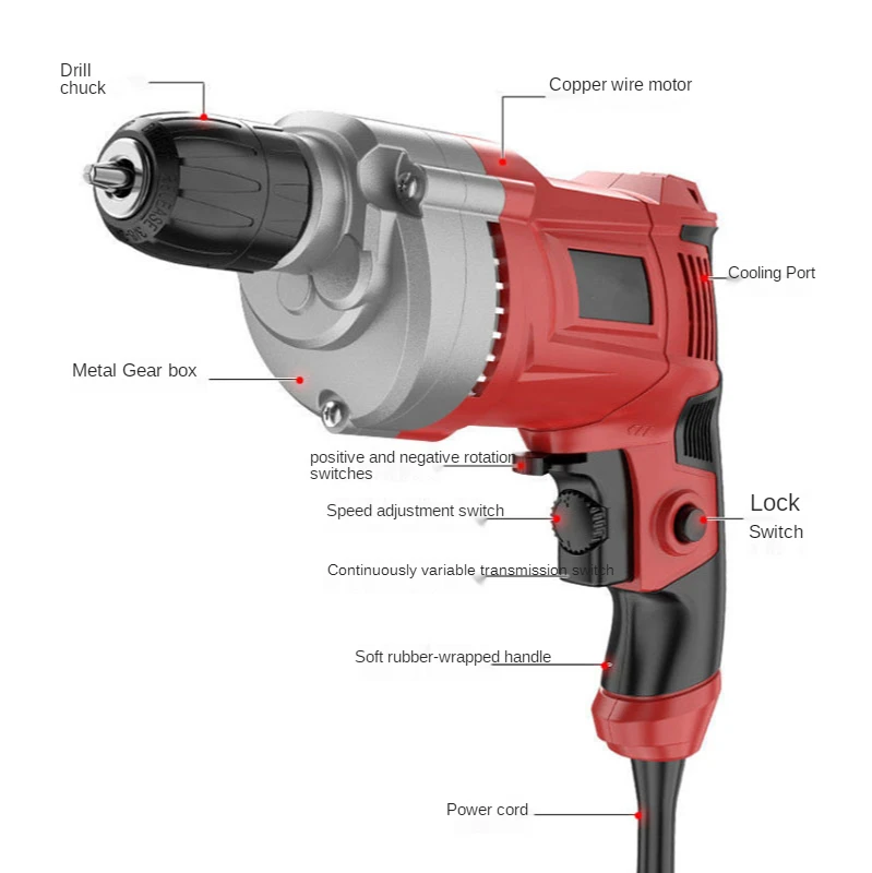 Hand drill, electric drill, household tool, pistol drill, electric screwdriver, electric turn multi-function