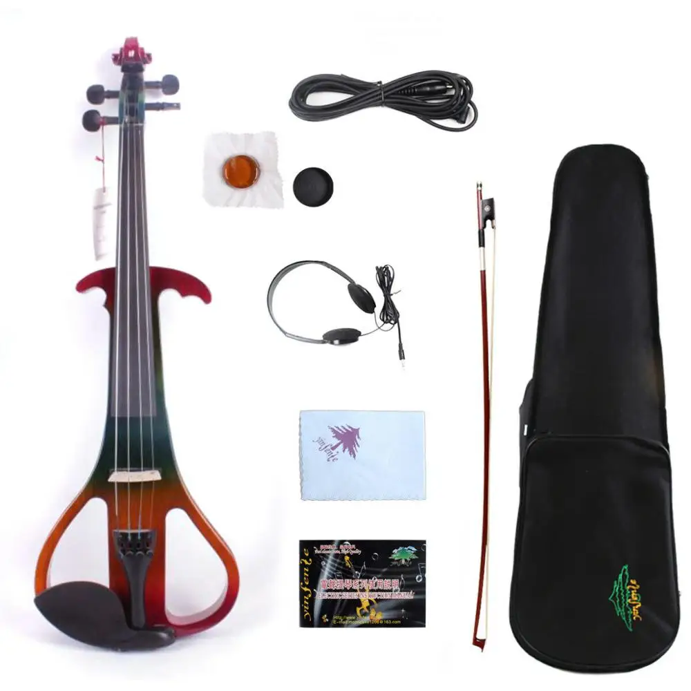 

Yinfente 4/4 4 string COLOR GREEN RED Electric Silent Violin natural wood Free Case&Bow&Rosin#EV3