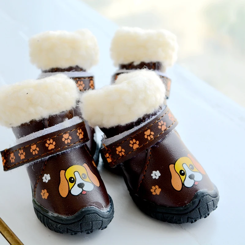 Paw Print Waterproof Winter Shoes For Dogs Rain Snow Warm Pet Boots For Small Animal Puppy 4pcs/set Chihuahua Yorkshire Pug Shop