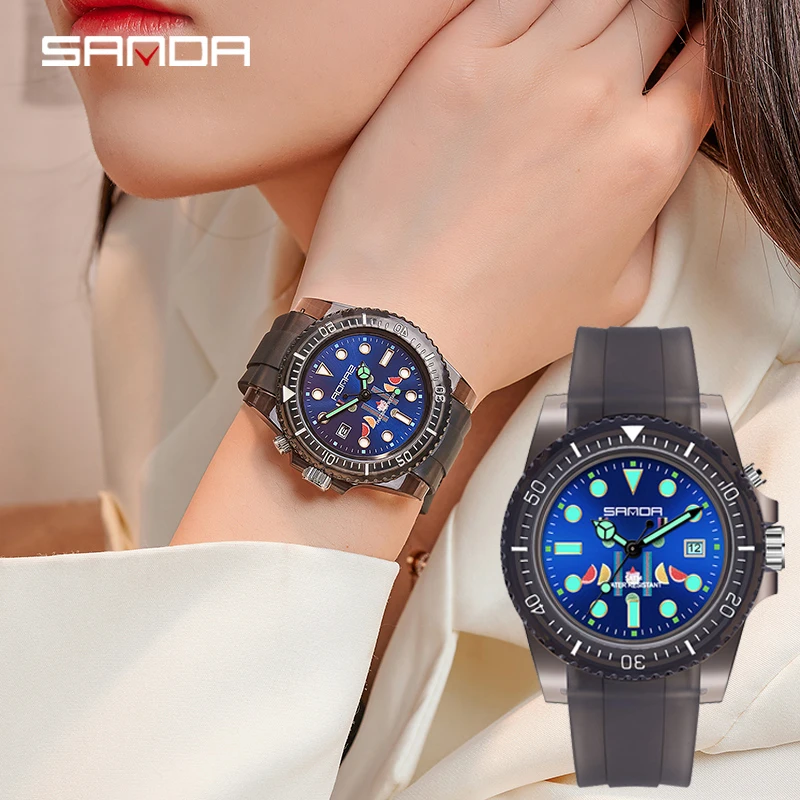 SANDA Women's Watches Japanese Original Battery Quartz Watch Calendar Luminous Hands Quartz Wristwatch Ladies Sport Bracelet